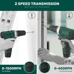 Kit perceuse électrique Fastpro 175 pièces, perceuse à percussion 12V à double vitesse avec batterie lithium-ion, ensemble d'outils rechargeables pour le bricolage - Product Image 4