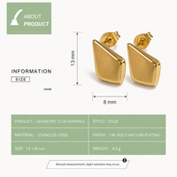 Boucles d'oreilles géométriques, acier inoxydable avec placage sous vide en or 14 carats, design asymétrique poli, options de couleurs or et argent