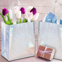 Nouveau sac à provisions non tissé laser en métal argenté de haute qualité sac écologique réutilisable avec logo