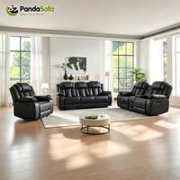 Canapé multifonctionnel 6 places en cuir avec fonction massage, console centrale extensible en bois, porte-gobelets audio, pour salon et maison
