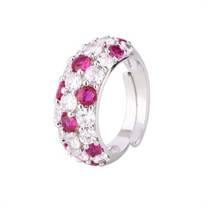 Fashion Jewelry Eco-friendly Copper Gold Plated Micro Pave Multicolor Zircon Geometric Pattern <b>Adjustable</b> <b>Ring</b> for Daily Wear - Product Image 1