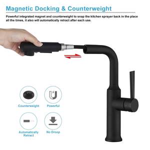 หัวฉีดสเปรย์ 2 ฟังก์ชั่น พร้อมสายยืดหยุ่น ท่อต่อก๊อกน้ำแบบแม่เหล็ก สีดำ ก๊อกน้ำแบบดึงออกได้สำหรับห้องครัว - Product Image 6