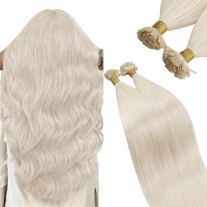 Ugeat Extensions de <span class=keywords><strong>cheveux</strong></span> humains Ktips 22 pouces blond platine à pointe plate avec kératine, ajustement invisible, aspect naturel 50G/50S - Product Image 1