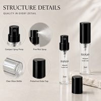 Ensemble de flacons de parfum miniatures portables de 3 ml, couleur personnalisée, étiquette privée, brume fine, anti-fuite, recyclables, promotion de la marque, échantillon de parfum