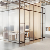 Framed Glass Partition Double Glazing Acoustic Performance Aluminum Frame Tempered Glass Office Room Divider Energy Efficient