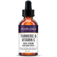Sérum éclaircissant à la vitamine C, au curcuma, à l'acide kojique, anti-taches, anti-rides, à la niacinamide et à l'acide hyaluronique pour le visage 30ml