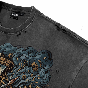 T-shirts pour hommes vintage, effet délavé, style punk, graphiques, respirants, en coton, streetwear, de haute qualité, pour la vente en gros - Product Image 6