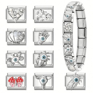 Italian Micro-inlaid Steel Bottom Module Creative DIY Fashion Charm <b>Bracelets</b> with Sweet Spliceable Jewelry Accessories - Product Image 3