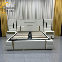 Nouveau Design Italien Lit King Size Confortable en Cuir, Cadre en Bois, Meuble de Chambre à Coucher pas Cher en Grande Vente