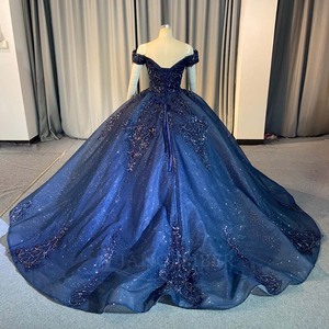 ชุดเดรสสีน้ำเงินกรมท่าสำหรับงาน Quinceanera รุ่น Lsany288 ประดับเลื่อมปักลายบาโรก ผ้าทูลล์วิบวับ ทรงบอลกาวน์ คอรูปหัวใจ เหมาะสำหรับงานเลี้ยงอย่างเป็นทางการ Jancember - Product Image 3