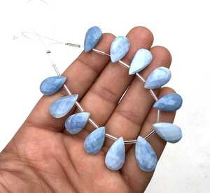 Gema de ópalo azul Natural, cuentas de Briolette con forma de pera facetadas, joyería artesanal, piedra de alta calidad, 12 piezas - Product Image 3