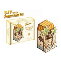 Scènes miniatures en bois de balcons dans les quatre saisons, modèle de puzzle 3D, kit de construction de maison en bois éducatif DIY pour ornements