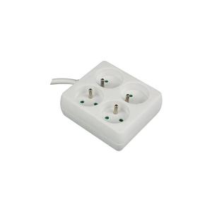 PRISE 4 VOIES Perel-SORTIE-CARRÉ-CÂBLE 1.5 m-BLANC-PRISE FRANÇAISE - Product Image 1