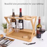 Casiers à vin en bambou comptoir avec porte-verre à vin 3 porte-bouteilles plateau de rangement en liège organisateur autoportant