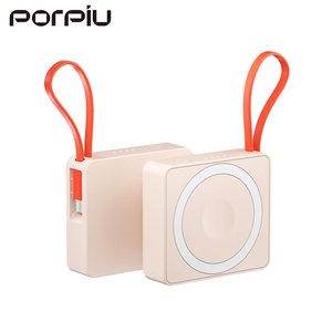 พาวเวอร์แบงค์ไร้สายขนาดเล็ก 5000mAh สาย Type-C ในตัว รองรับ USB-C PD 20W ชาร์จเร็ว สำหรับโทรศัพท์และนาฬิกา - Product Image 3