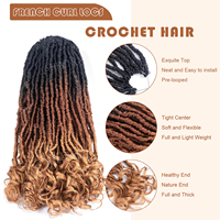 Extensions de cheveux au crochet Goddess Locs, Faux Locs avec pointes bouclées, Cheveux bouclés au crochet pré-bouclés, Extensions de tresses françaises bouclées