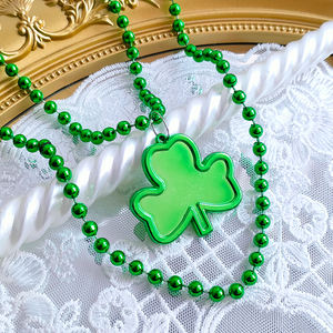 St. Patrick's Day vert trèfle collier de perles en caoutchouc bracelet ensemble trèfle <span class=keywords><strong>irlandais</strong></span> carnaval fête faveurs enfants adultes accessoires - Product Image 2