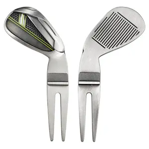 blank premium bulk metal golf divot repair tool and ball marker,high quality golf design custom divot tool fork