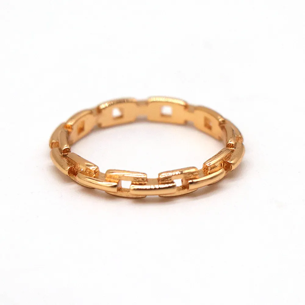 Fashion Chain Link texture filigree gold plated ring for Women Jewelry Gift Party Casual Enagement