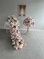 Bouquet de fleurs artificielles en soie rose, hortensia, centre de table, rangées de roses pour chemin de table, décoration de fond d'allée de mariage, vente en gros