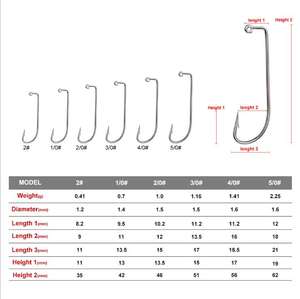 WEIHE 6 taille 100 pcs/lot Aberdeen Gabarit <span class=keywords><strong>De</strong></span> Pêche Crochets Acier à Haut Carbone Hameçon Barbelé 90 Degrés pour Crankhook Ver Leurre Crochet - Product Image 3