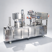 Machine de remplissage et de scellage automatique linéaire BG60A-4 avec distribution automatique de gobelets et scellage de film pour liquides, crèmes, bols, boîtes et plateaux