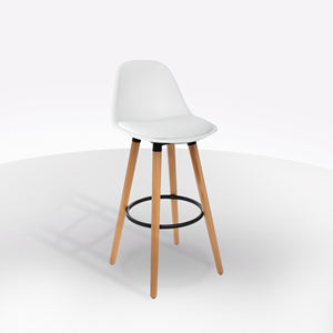 Sgabello modello MAXON in faggio, polipropilene e PU bianco - Product Image 1