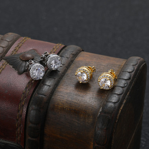 RQ-pendientes clásicos de circonia cúbica <span class=keywords><strong>para</strong></span> <span class=keywords><strong>hombre</strong></span> y mujer, aretes pequeños de cristal de CZ <span class=keywords><strong>para</strong></span> mujer, aretes de fiesta, joyería de hip hop - Product Image 1