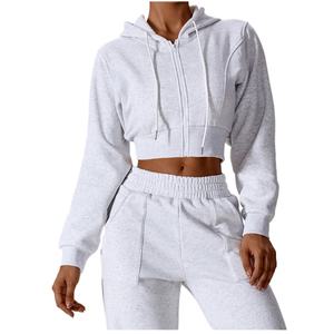 Sudadera con Capucha Corta de Punto Personalizada de Alta Calidad para Mujer, con Cremallera, Informal, Estampada, Deportiva, para Hacer Ejercicio - Product Image 2