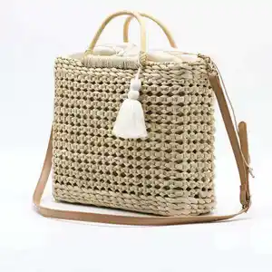 Low-cost Wholesale Women's Straw Braided Handbags Tote Bag Summer Bag Beach Bag Natural Chic