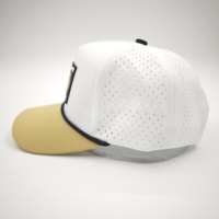 Casquette 5 panneaux bicolore en dobby avec broderie main logo personnalisé, motif léopard et fruits, haute performance, imperméable, ajustable, polyester/coton