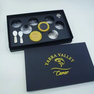 Luxus schwarz OEM/ODM Hochwertiger Kaviar kann kunden spezifisch Papier verpackung Papier Geschenk box Kaviar verpackung kann Eis beutel setzen