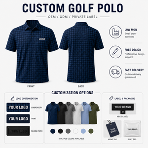 Polo de Golf Azul Texturizado Premium Personalizado para Hombre, Ropa Corporativa con Etiqueta Privada, Absorbe la Humedad - Product Image 3