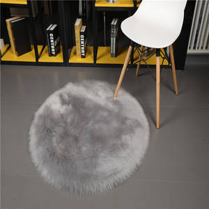 Alfombra peluda y cálida de lana sintética, suave, de piel de oveja Artificial, para silla, taburete, suelo redondo - Product Image 3