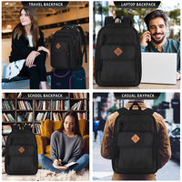 Sac à dos décontracté grande capacité pour ordinateur portable 15 pouces, résistant à l'eau, avec logo personnalisé, idéal pour les trajets professionnels et le travail