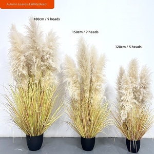 Erba ornamentale artificiale in vaso effetto canna di pampa <span class=keywords><strong>per</strong></span> decorazioni di matrimoni, hotel, giardini e interni, ideale <span class=keywords><strong>per</strong></span> l'allestimento di paesaggi e la creazione di composizioni verdi. - Product Image 4