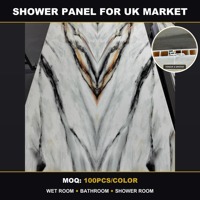 Panel Dinding Kamar Mandi atau Shower Interior Marmer Ember Vein Pasar Inggris, Panel Cladding Dinding PVC dengan Lis PVC