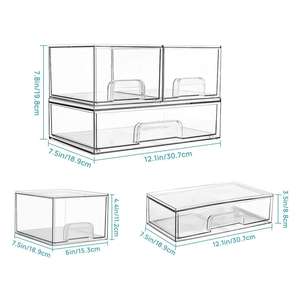 Boîte à bijoux moderne transparente en PET pour coiffeuse, rangement de bureau, multifonction, portable, pour produits de soin, empilable VT-2025 - Product Image 4