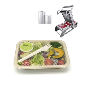 Sealable sẵn sàng bữa ăn bột giấy khay dùng một lần phân hủy sinh học mía bã mía thực phẩm khay bao bì với lớp phủ vật nuôi cán phim - Product Image 1