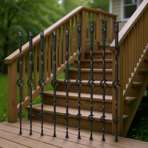 Galvanized Steel Decorative Banister Spindles 44 In X 1/2 In 10 Pack Staircase Balusters Double <b>Basket</b> Deck <b>Stair</b> Model - Product Image 2