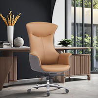 Chaise de bureau exécutive ergonomique en cuir PU, siège pivotant moderne, cadre en aluminium avec accoudoirs pour espace de travail