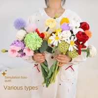 Nouveau Bouquet Floral Réaliste en Fibre de Polyester, Roses et Marguerites en Peluche, Fleurs Conservées Longue Durée, Décoration de Chambre, Cadeau pour Filles