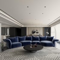 Design d'intérieur moderne pour appartement penthouse avec plan ouvert, design de luxe haut de gamme pour la vie urbaine