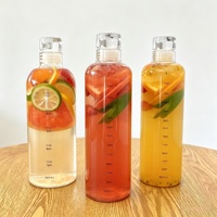 Bouteille d'eau en verre borosilicate transparent de haute qualité 500 ml avec marqueur de temps, bouchon hermétique en caoutchouc, sérigraphiée pour bière et jus