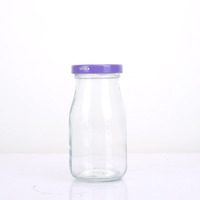 Bouteille en verre transparente rechargeable de 150 ml pour jus, liquides et boissons, avec bouchons métalliques à vis, idéale pour le lait