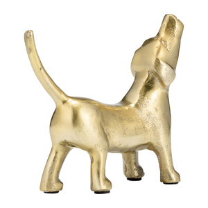 Scultura di Cane Urlante in Metallo con Finitura Dorata, Ornamento Decorativo per Soggiorno, Ufficio e Bagno - Product Image 3