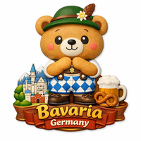 Aimant de réfrigérateur en résine WeiVista, souvenir ours de Bavière, cadeau personnalisé en gros pour l'Oktoberfest, objet de collection de voyage