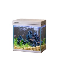 Petit aquarium SUNSUN avec filtre éponge intégré, aquarium en verre pour betta avec éclairage LED