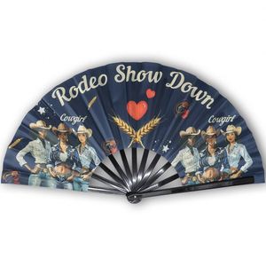 Large Kung Fu Bamboo Fan Retro Customizable Personal Logo Handmade Handheld Rave Fan - Product Image 2