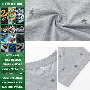 T-shirt surdimensionné bleu marine personnalisé à manches courtes pour homme, imprimé étoiles, col rond, en jersey de coton, avec logo lettré, style streetwear - Product Image 3